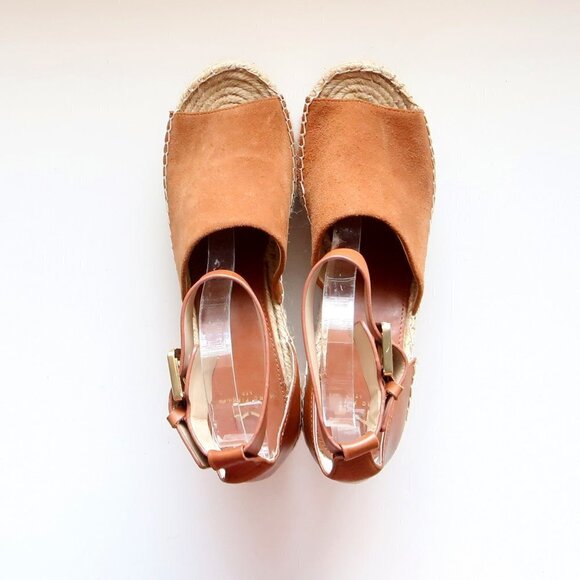 Marc Fisher Adalyn Brown Suede & Leather Platform Espadrille Ankle Strap Sandals - Picture 3 of 16